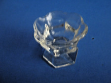 FLUTED RIM CLEAR GLASS PEDESTAL OPEN SALT CELLAR w/HEXAGON BASE picture