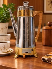 Vintage 1950s Dormeyer Golden Goddess Model 22 Electric Coffee Percolator Works picture
