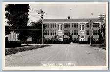 c1940's High School Building Sutherland Nebraska NE RPPC Photo Vintage Postcard picture