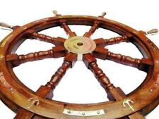 36'' Nautical marine wooden ship steering wheel brass anchor pirate wall decor picture