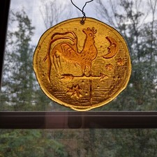 Vintage Wheaton Nuline Glass Rooster Weathervane, Moon and Stars Sun Catcher picture