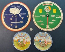FOUR 1931 EDUCATIONAL TEACHING CHARTS / DIAL-WHEELS ~ EXCELLENT & COLORFUL picture