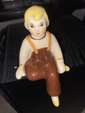 Sitting Boy Shelf Sitter Vintage Ceramic Blonde Hair picture