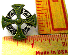 Celtic Cross pin vintage Goth collectible old Irish biker vest hat pinback picture
