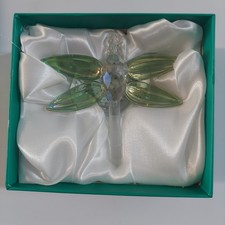 SD Simon Designs Crystal Dragonfly Figurine Iridescent Green Wings Gift Boxed picture