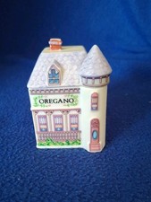 Vtg Lenox Spice Village Oregano Porcelain Spice Jar With Lid Floral House-Shaped picture