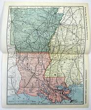 Louisiana Mississippi & Arkansas - Original 1895 Railroad Map. Antique picture