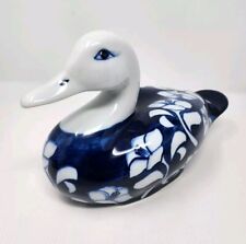 Vintage Gallo Camelia Blue and White Porcelain Hand Painted Sitting Mallard Duck picture