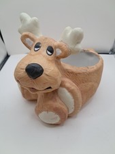 Vintage Reindeer deer ceramic planter Taiwan MCM Christmas Cottage Decor  picture