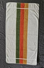 Vtg MCM Fieldcrest Bar Stripe Gold Orange Green W/gold Accents Bath Towel 1960s picture