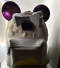 Loungefly Disney Parks Minnie Mouse Silver Sequin Mini Backpack, One Size picture