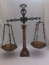 Vintage Italian Balance Scale Brass and Onyx Justice Made In Italy picture