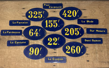 Vintage Lot French Price Tag Cards Store Display Embossed Plaques FRANCS picture