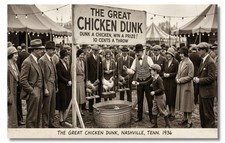 Vintage‑STYLE NEW ART 1930's RPPC-DUNK A CHICKEN WIN A PRIZE-NASHVILLE TENN-FAUX picture