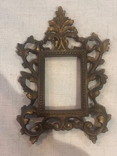 2 Antique Victorian Brass Photo Picture Frames with Easel Stand picture