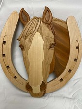 Intarsia Handcrafted Wood Horse and Horseshoe Wall Art picture