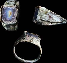 CRUSADER Silver Knight Templar Jerusalem Find Ring with Blue Stone PATINA WOW picture