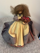 Beth March A Vintage Nan's Corn Husk Doll Basket Of Apples 🍎 7.5