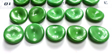 11 Pretty Czech Green Moonstone Swirl Thumb Large Round Glass Button 32mm 1 1/4