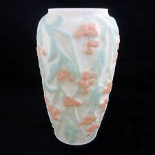 Frosted Mold Blown Vase Flora Pattern Faux Alabaster picture