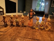Vintage DDR Anasco Snow White & Seven Dwarfs Wooden Figurine Set Erzgebirge picture