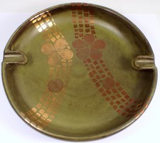 MINT Vtg Aldo Londi Raymor Bitossi Metallic Green Pottery Italy Ashtray MCM picture