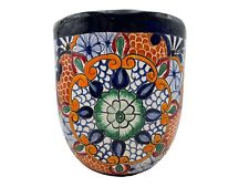 Talavera Planter Pot Mexican Pottery Folk Art Home Decor Multicolor Handmade 12