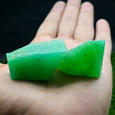 235 Cts Natural Big Green Chrysoprase Rough Specimen– 2 Pcs picture
