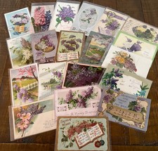 Pretty ~Lot of  20 Lilac~Purple Lilacs Flowers~ Vintage Greetings Postcards~s255 picture