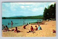 Sebago Lake State Park ME-Maine, Beach Scene, Antique, Vintage c1957 Postcard picture