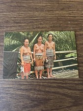 Vintage Sea Dayak At The Verandah Of Their Long House Sarawak Malaysia Postcard  picture