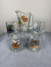 Rare VTG Schmidt Beer Collector Series 2 Wildlife Glass Pitcher and 4 Mugs Set picture
