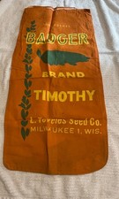 VTG Badger Light Brown Background Cloth Seed Bag One Bushel Wis. As Seen picture