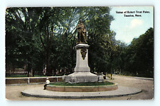 Statue of Robert Treat Paine Taunton Massachusetts 1913 Antique Postcard E4 picture