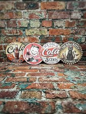 Lot of 4 Vintage Style Round Tin Signs 8