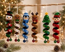 Christmas Spiral Ornament Crochet Pattern | Snowman Santa Christmas Tree Amiguru picture