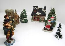 Vintage 9-Piece Ceramic Christmas Village Accessories. picture