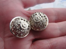 Vintage Buttons High Domed Filigree Twinkle Mirror Silver Tone Pierced 5/8