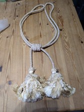 Vintage French Cream Silk Curtain Tieback with Tassels picture