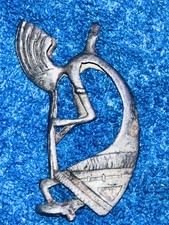 Vintage Southwestern Pendant Kokopeli 2 Inch & Small Navajo Rug Wall Hanger 7x 5 picture