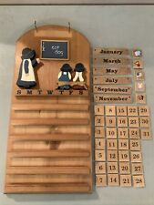 Vintage Solid Wood Farm Country Perpetual Wall Calendar Amish School Teacher picture
