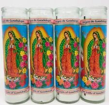 Lot Of 4 Our Lady Of GUADALUPE Unscented Candles In Glass Virgen De Guadalupe  picture