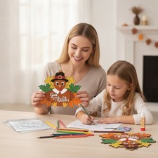 Fall-Themed Turkey Craft Kit: 24-Count Wreath Cards for Parties and Home Decor picture