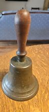 Antique Brass Handheld Teacher Desk Country School House Town Crier Ringing Bell picture