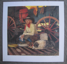 VTG 1980s GORDON SNIDOW JOE & THE SILVER BULLET COORS COWGIRL PRINT HAND SIGNED picture