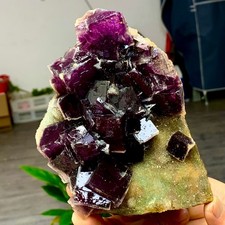 1.13LB Rare transparent purple cubic fluorite mineral crystal sample/China picture