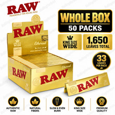 RAW Ethereal King Size Wide Rolling Papers Full Box 50 Packs 1650 Leaves picture