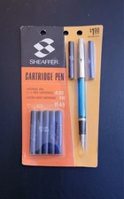 NOS Vintage 1960s Sheaffer's Blue Cartridge Pen & 7 Refills picture