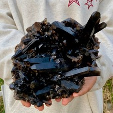 3.7LB Natural Beautiful Black Quartz Crystal Cluster Mineral Specimen Rare picture