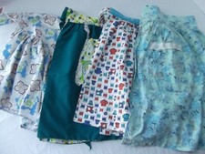 vtg 60s lot 5 half apron pocket floral sewing thread lace farm house green blue picture